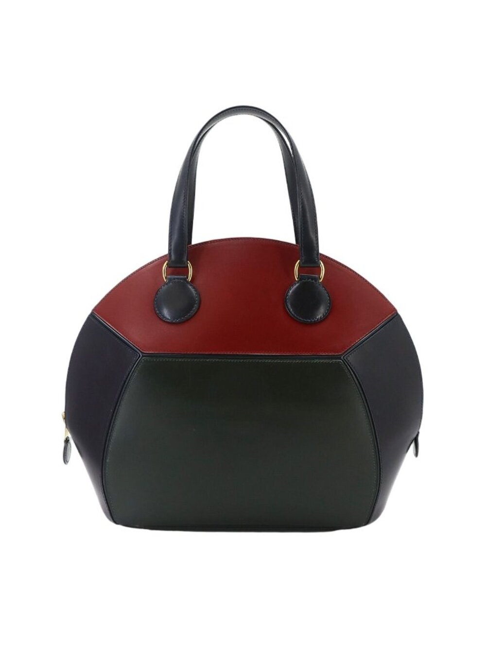 Hermes Ile de Shiki Hand Bag Box Calf Rouge Ash Blue Indigo Green